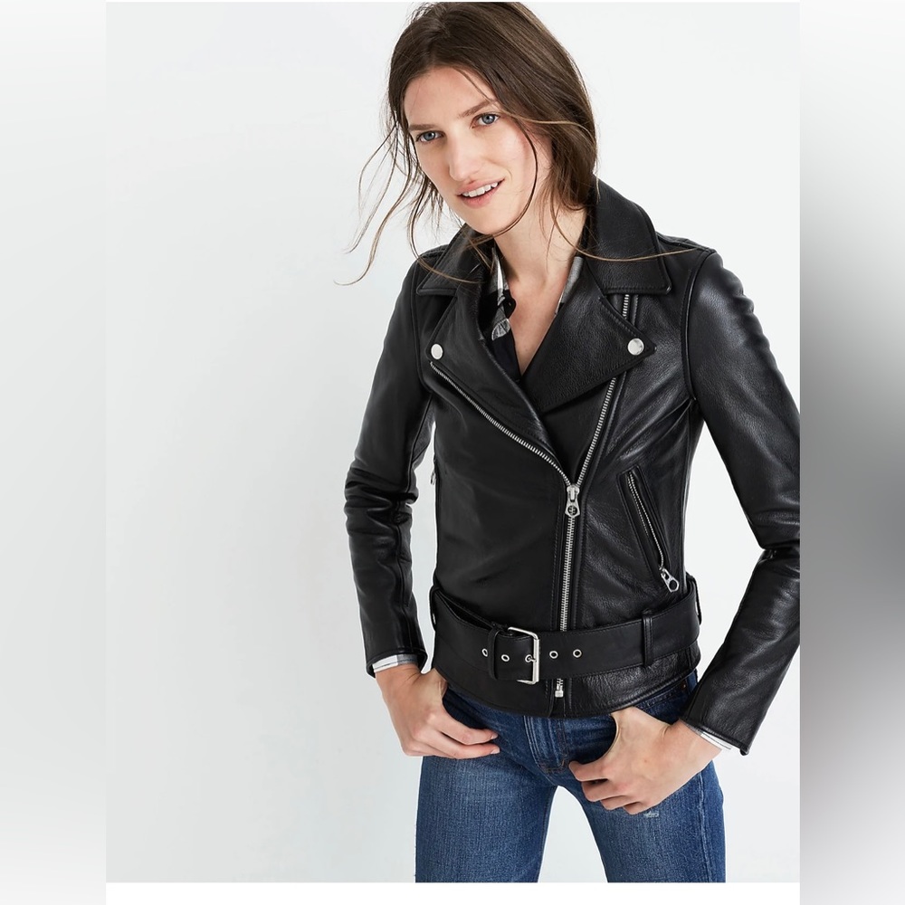 NWT Madewell Ultimate Leather Motorcycle Jacket in Black